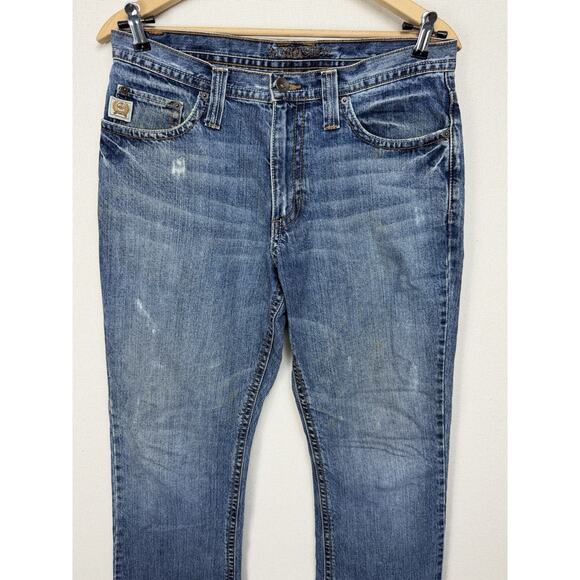 Cinch Men's Denim Jeans Sz 33x36 (34) Distressed Grunge Work Cowboy Straight Leg - Picture 2 of 16